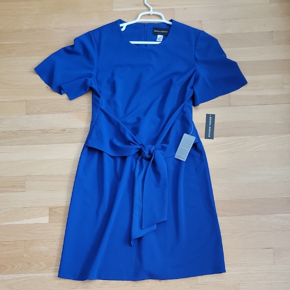 Donna Morgan Blue Flutter Sleeve Sheath Dress